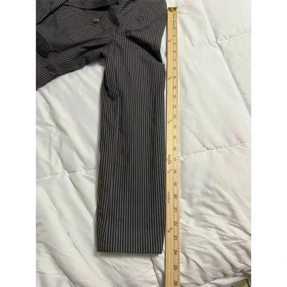 Apostrophe Women's Striped Jacket Size 12 Navy Button-Up Belted Waist - Picture 10 of 10